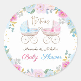 双子の赤ちゃんシャワー ラウンドシール