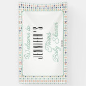 双子の赤ちゃんモダンシャワーへようこそ 横断幕 (縦)