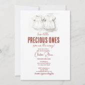 双子の赤ちゃん女の子かわいい赤ちゃんシャワー 招待状 (正面)