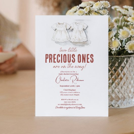 双子の赤ちゃん女の子かわいい赤ちゃんシャワー 招待状