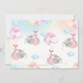 双子の赤ちゃん女の子の象の赤ちゃんシャワー散水 サンキューカード (裏面)