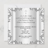 双子の赤ちゃん女の子男の子 洗礼 名前授け 白 招待状 (裏面)