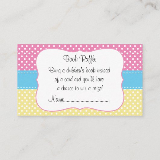 双子の赤ちゃん女の子 – ポッドブックラッフルの2つのエンドウ エンクロージャーカード (裏面)