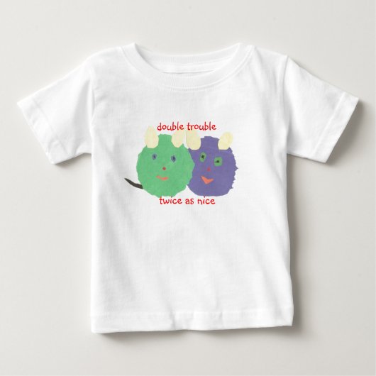 双子の赤ちゃん用Tシャツ 双子に ベビーTシャツ (正面)