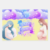 双子の赤ちゃん男女 ラッピングペーパーシート (正面)