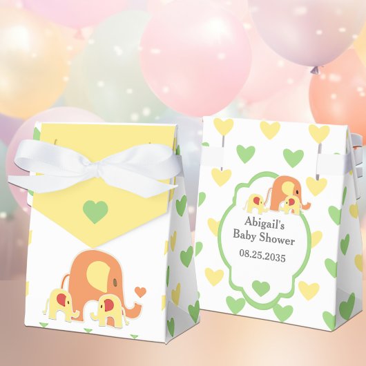 双子の赤ちゃん象シャワーパーティーのお礼箱 フェイバーボックス
