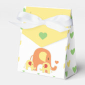 双子の赤ちゃん象シャワーパーティーのお礼箱 フェイバーボックス (正面サイド)