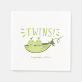 双子の赤ん坊がポッドに2つの豆をシャワー スタンダードカクテルナプキン (正面)