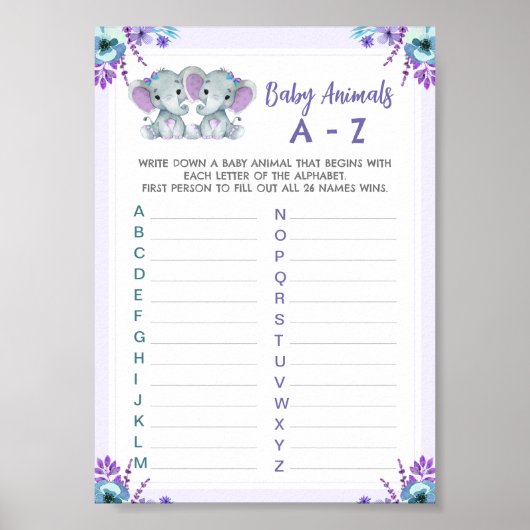 双子の赤ん坊の動物のゲームのシャワーゲーム2象 ポスター (正面)