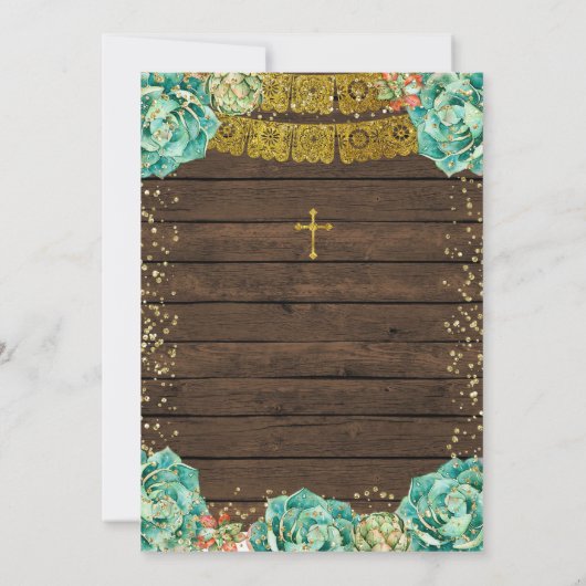 双子の金ゴールドグリッターフィエスタボーイバプテスマ《キリスト教》洗礼式や命名式 招待状 (裏面)