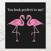 双子の鏡反射ピンクのフラミンゴ鳥の正確な ワインラベル (シングルラベル)