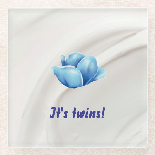 双子の開花 ガラスコースター (正面)