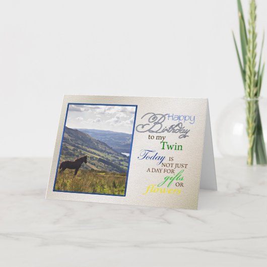 双子の馬の誕生日カード。 カード (正面)