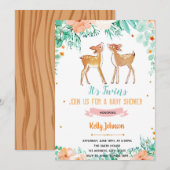 双子の鹿のベイビーシャワー招待状 招待状 (正面/裏面)