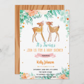 双子の鹿のベビーシャワーの招待 招待状 (正面/裏面)