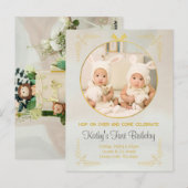 双子の1歳の誕生日パーティーの招待状 ポストカード (正面/裏面)