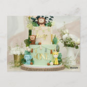 双子の1歳の誕生日パーティーの招待状 ポストカード (裏面)