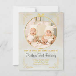 双子の1歳の誕生日招待状 招待状