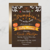 双子の2つのカボチャ 秋のベイビーシャワー 招待状 (正面/裏面)