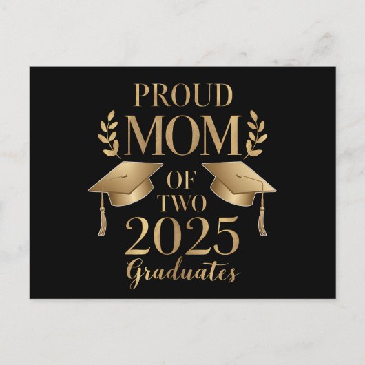 双子の2025年卒業生の自慢の母 双子卒業 案内ポストカード (正面)