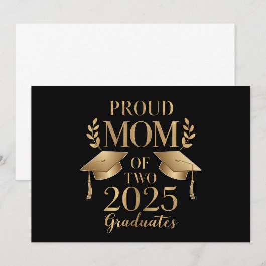 双子の2025年卒業生の自慢の母 招待状 (正面/裏面)