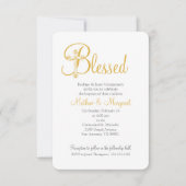 双子の《キリスト教》洗礼式や命名式またはバプテスマの金ゴールドクロス 招待状 (正面)