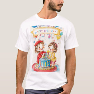 双子のTシャツ(男性)の誕生日パーティー Tシャツ
