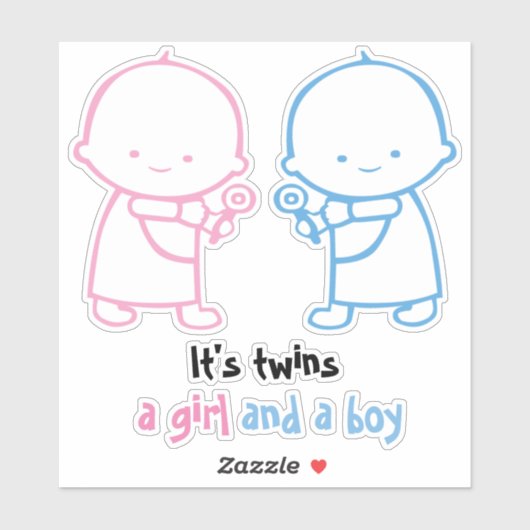 双子は女の子と少年ピンクとブルーのベビー シール (シート)
