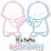 双子は女の子と少年ピンクとブルーのベビー シール (正面)