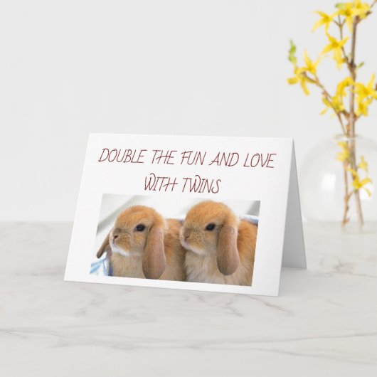 双子は恋とおもしろいおめでとう カード (黄色い花)