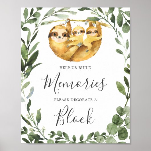 双子は赤ん坊シャワー飾のブロック記号 ポスター (正面)