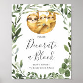 双子は赤ん坊シャワー飾のブロック記号 ポスター (正面)