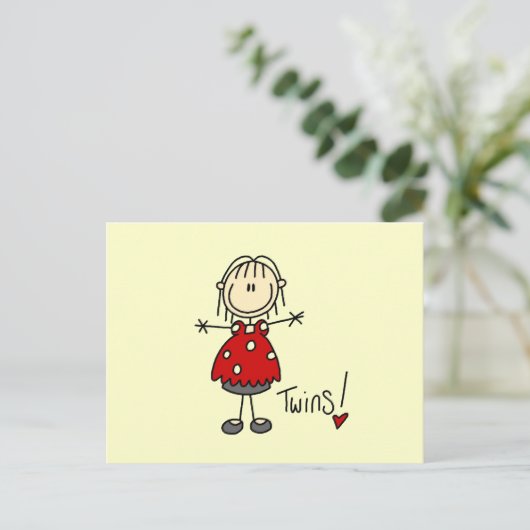 双子を妊娠中のTシャツとギフト ポストカード (スタンド正面)