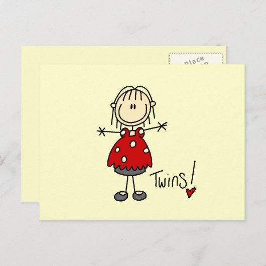 双子を妊娠中のTシャツとギフト ポストカード (正面/裏面)