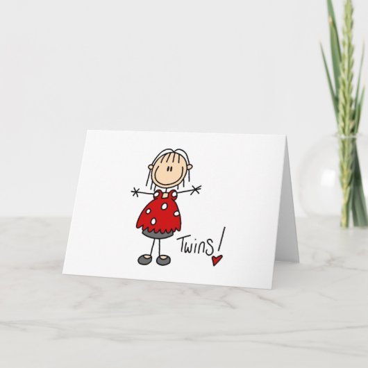 双子を期待するスティック図形 案内状 (正面)