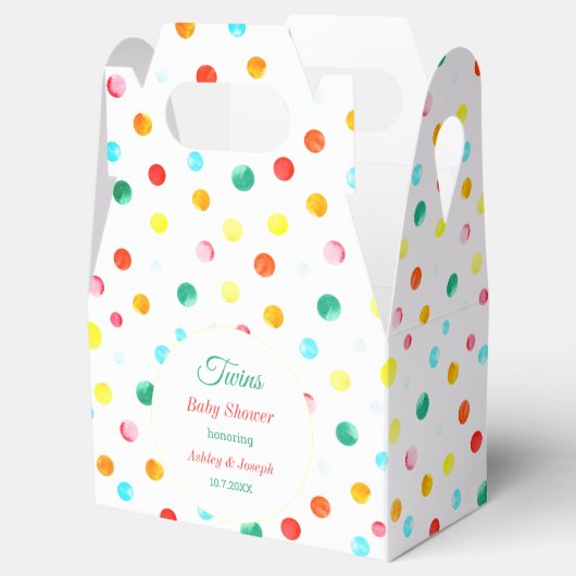 双子カラフル赤ちゃんシャワードットパターン フェイバーボックス (オープン)