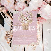 双子クマ気球bearly待って赤ちゃんガールシャワー 招待状