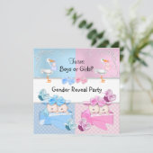 双子ジェンダーがパーティー少年または少女のブルーピンクを明らかにする 招待状 (スタンド正面)