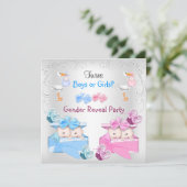 双子ジェンダーがパーティー男の子の女の子ブルーピンク 招待状 (スタンド正面)