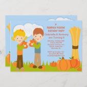 双子パンプキン選手誕生日パーティーの招待 招待状 (正面/裏面)