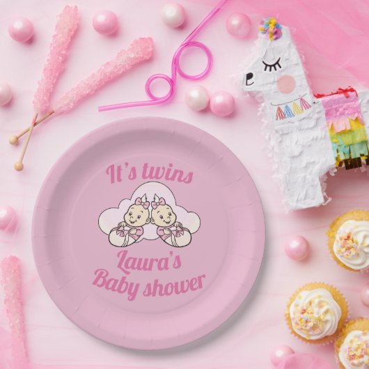 双子パーソナライズされたのシャワーパーティープレート ペーパープレート (パーティー)