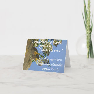 双子ベビーおもしろいおめでとうカード カード