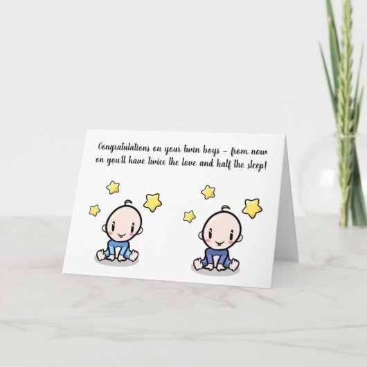 双子ベビーのおめでとうカード、双子のおめでとうカード カード (正面)