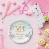 双子ベビーガール男の子エレファントバルーン赤ちゃんシャワー ペーパープレート (パーティー)