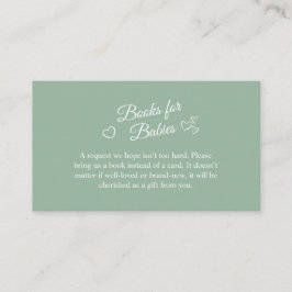 双子ベビーシャワーのためのOh Babies Sage Green Twin Shower Book エンクロージャーカード