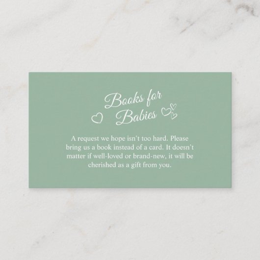 双子ベビーシャワーのためのOh Babies Sage Green Twin Shower Book エンクロージャーカード (正面)