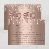 双子ベビーシャワーフェアリーテールグリッター ローズドリップス 女の子 男の子 招待状 (正面/裏面)