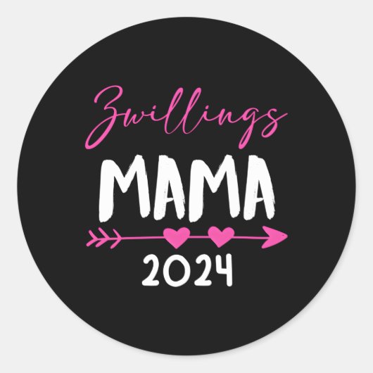 双子ママ2024 Mom-To-Be 2024妊婦ツインママ2 ラウンドシール (正面)