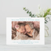 双子モダンの写真誕生のお知らせ 招待状 (スタンド正面)