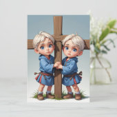 双子モダンの洗礼招待状 招待状 (スタンド正面)